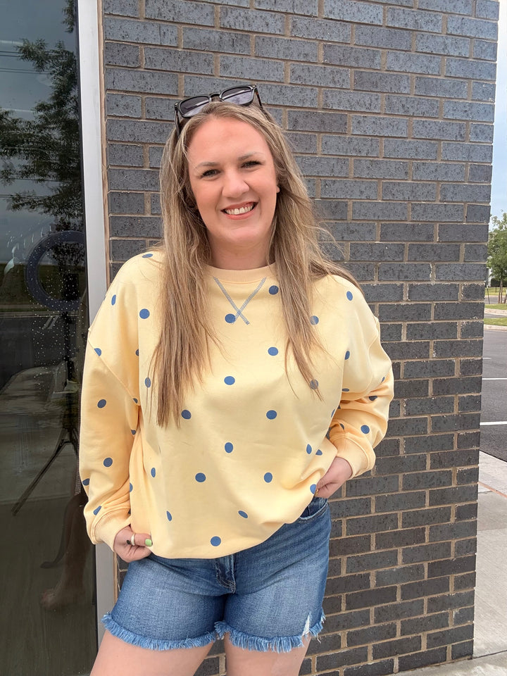Yellow/Blue Polka Dot Sweatshirt