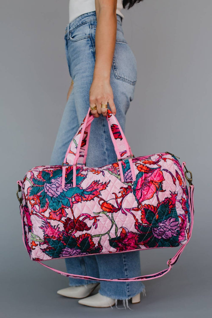 Lt. Pink &amp; Multicolored Floral Duffel