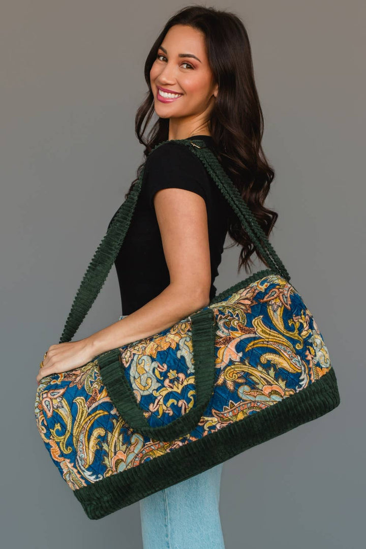 Green &amp; Multicolored Patterned Duffel