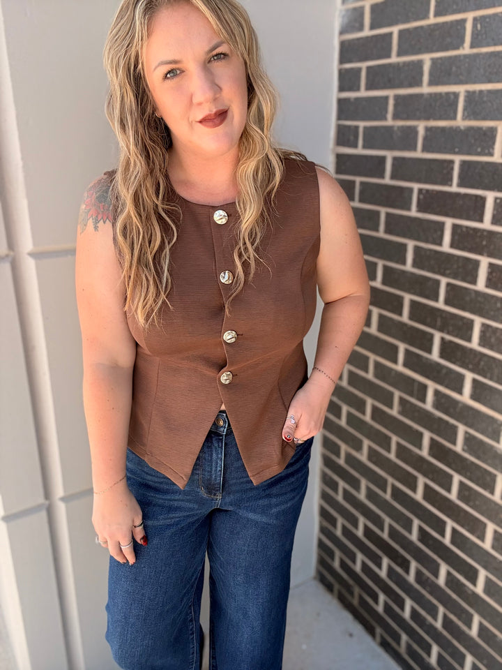 Coffee Date Button Vest