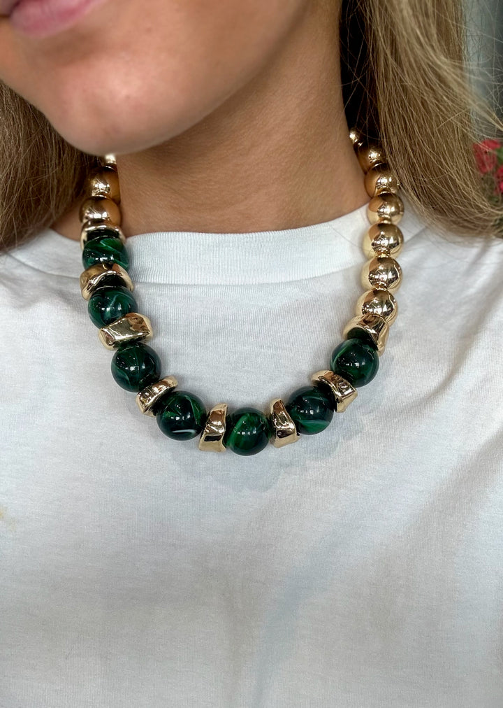 Emerald Marble Beaded Necklace