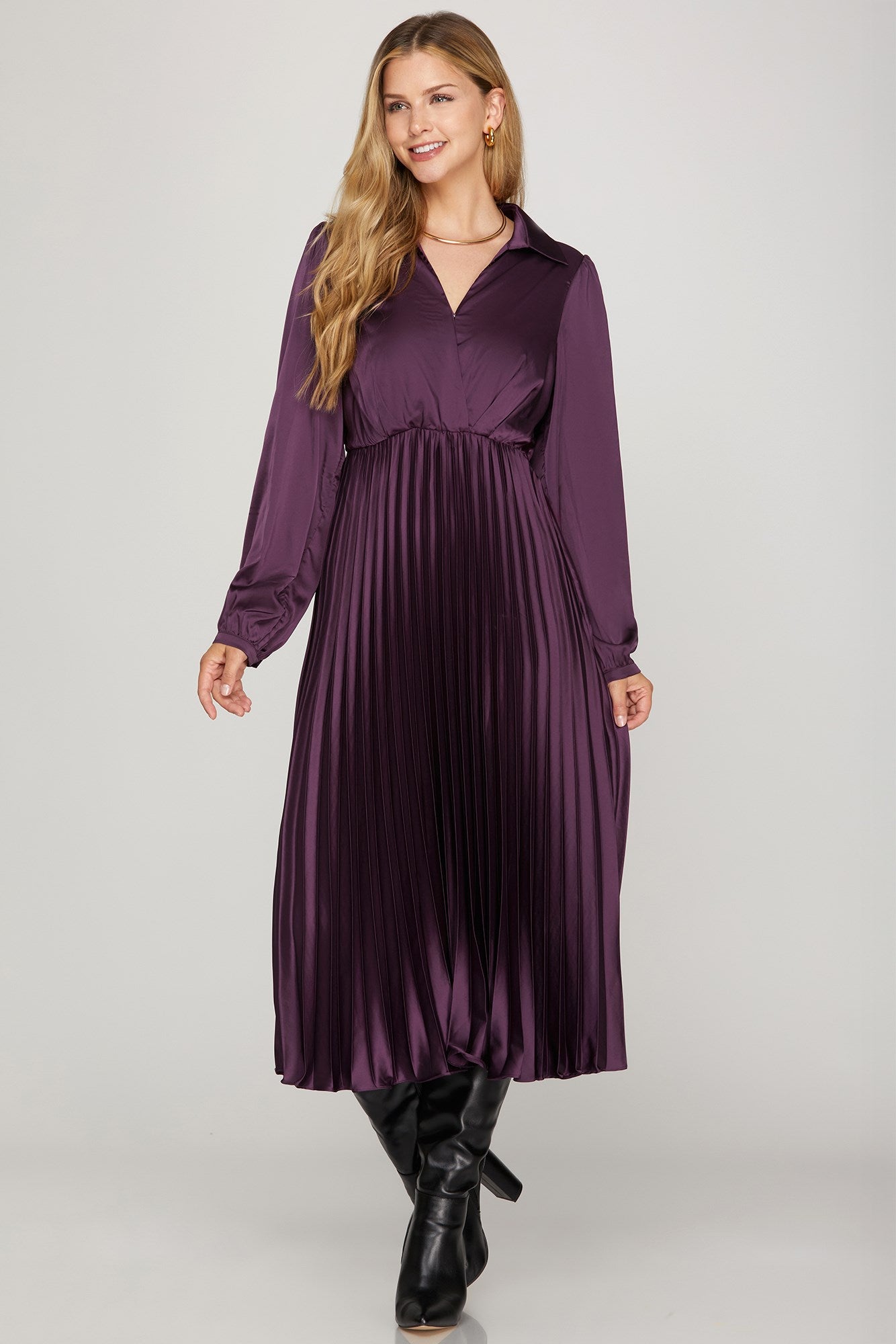 Plum Satin Dress