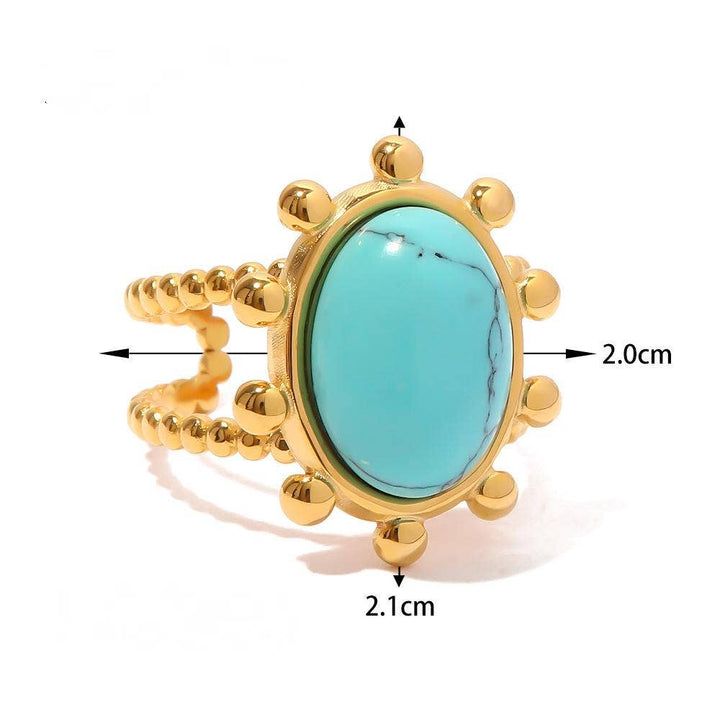 18K Gold Plated Green Oval w/ braided Rings