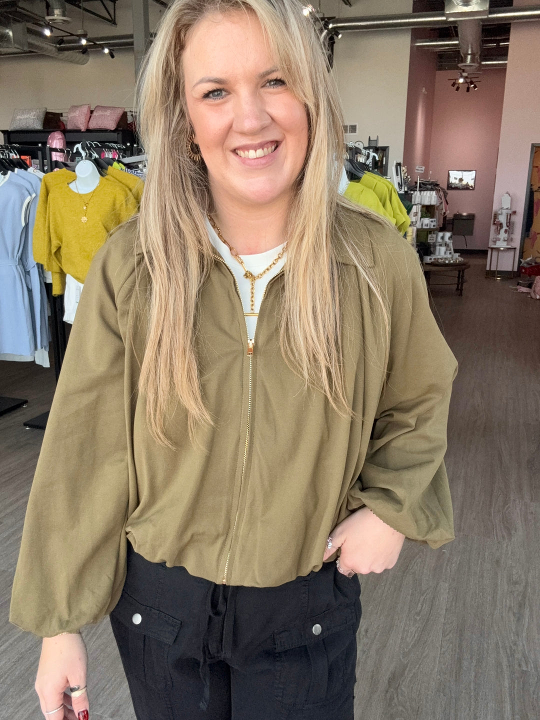 Olive Bomber Jacket