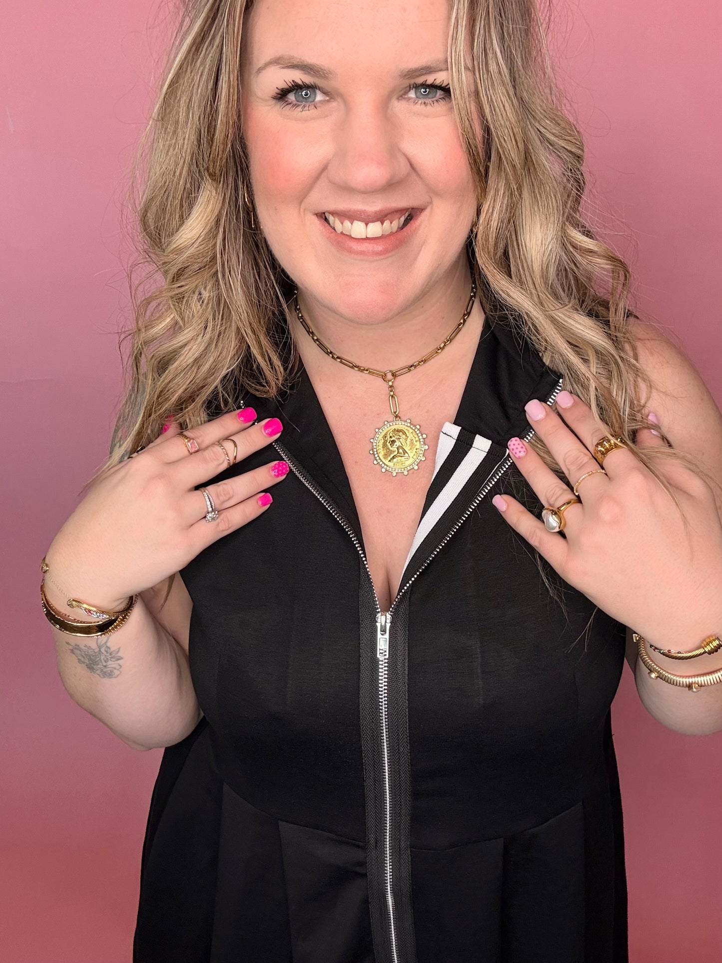 Black Scuba Zip Down Dress