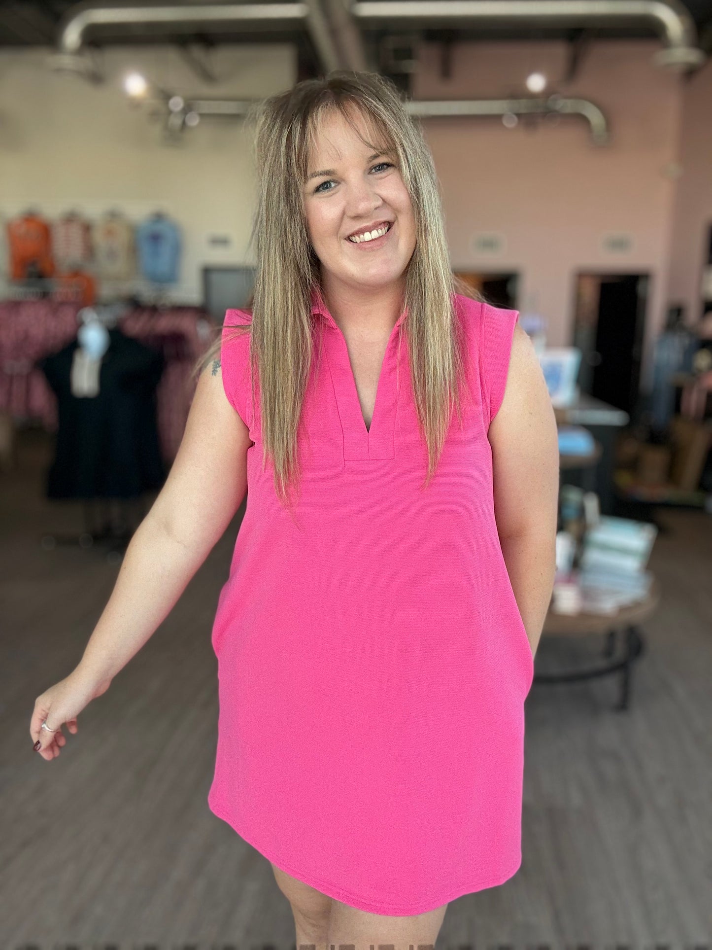 Pink Mini Dress w/Pockets