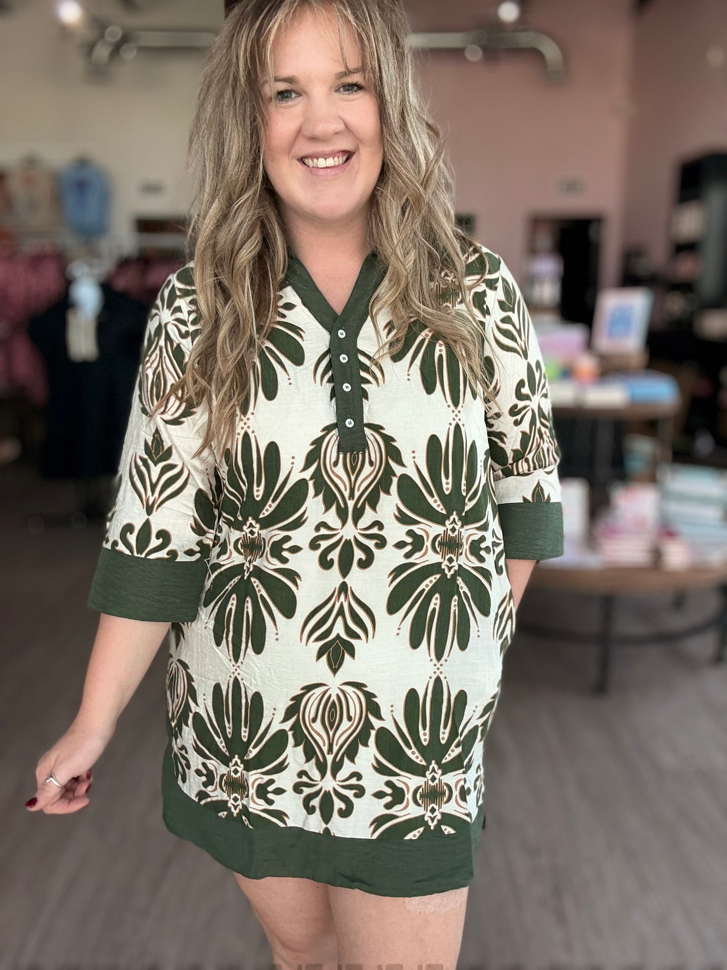 Olive Palm Dress