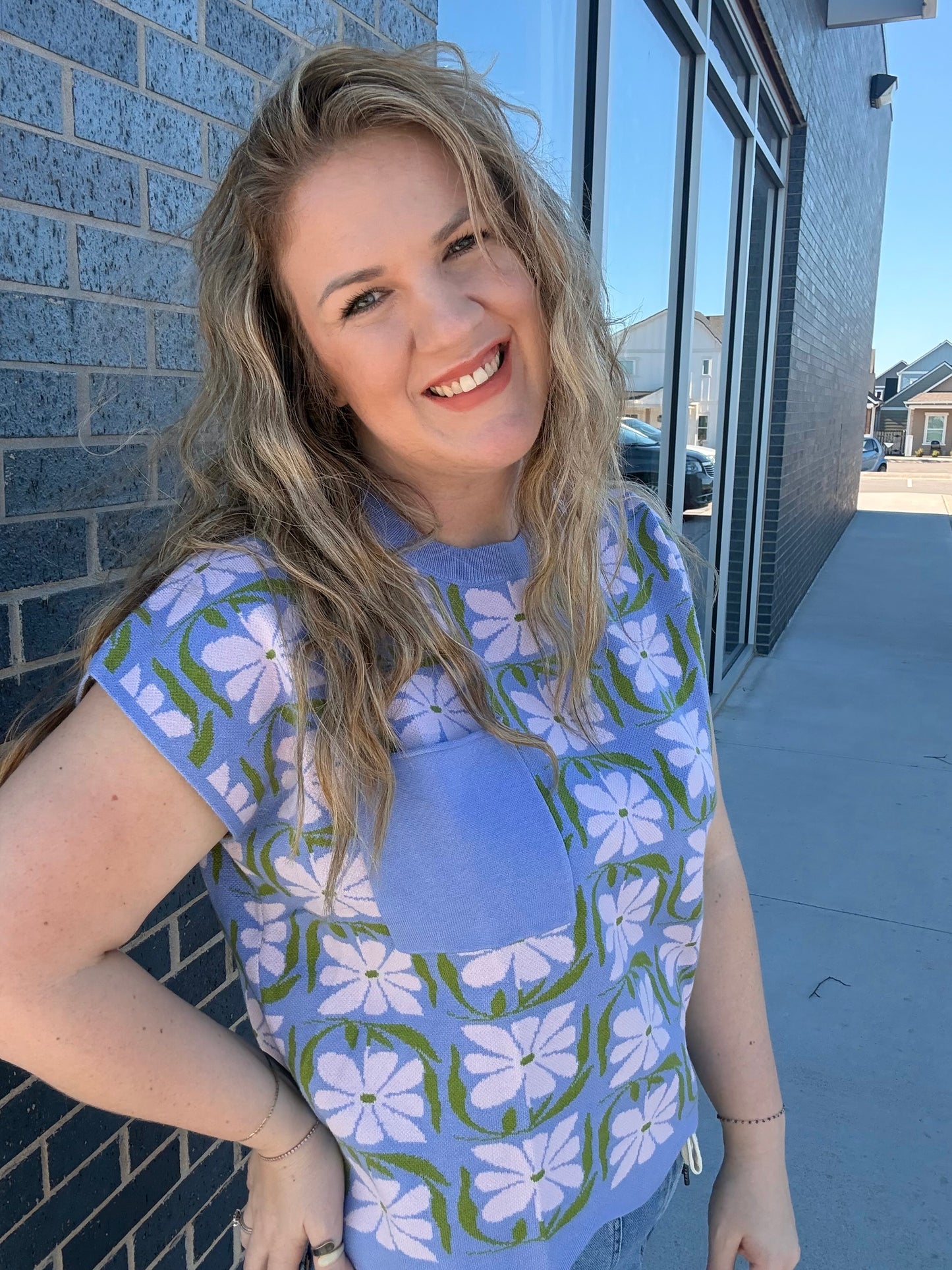Lavender Scallop Flower Sweater Top