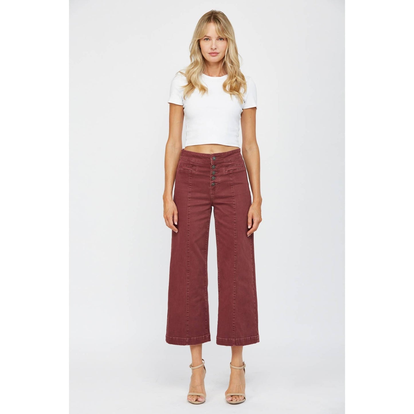 Rouge High Rise Wide Crop Leg Mica Jeans