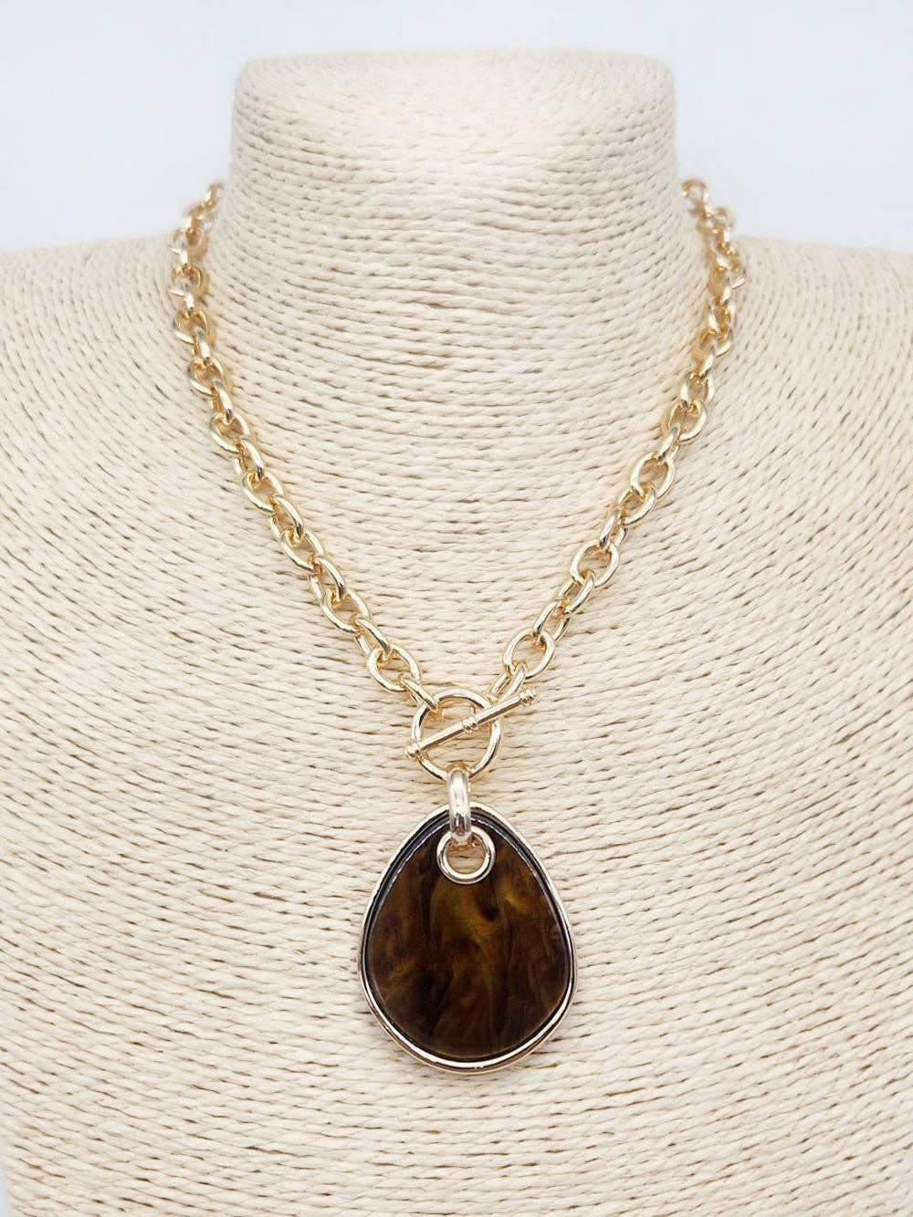 Gold Chain with Brown Tortoise Charm Necklace