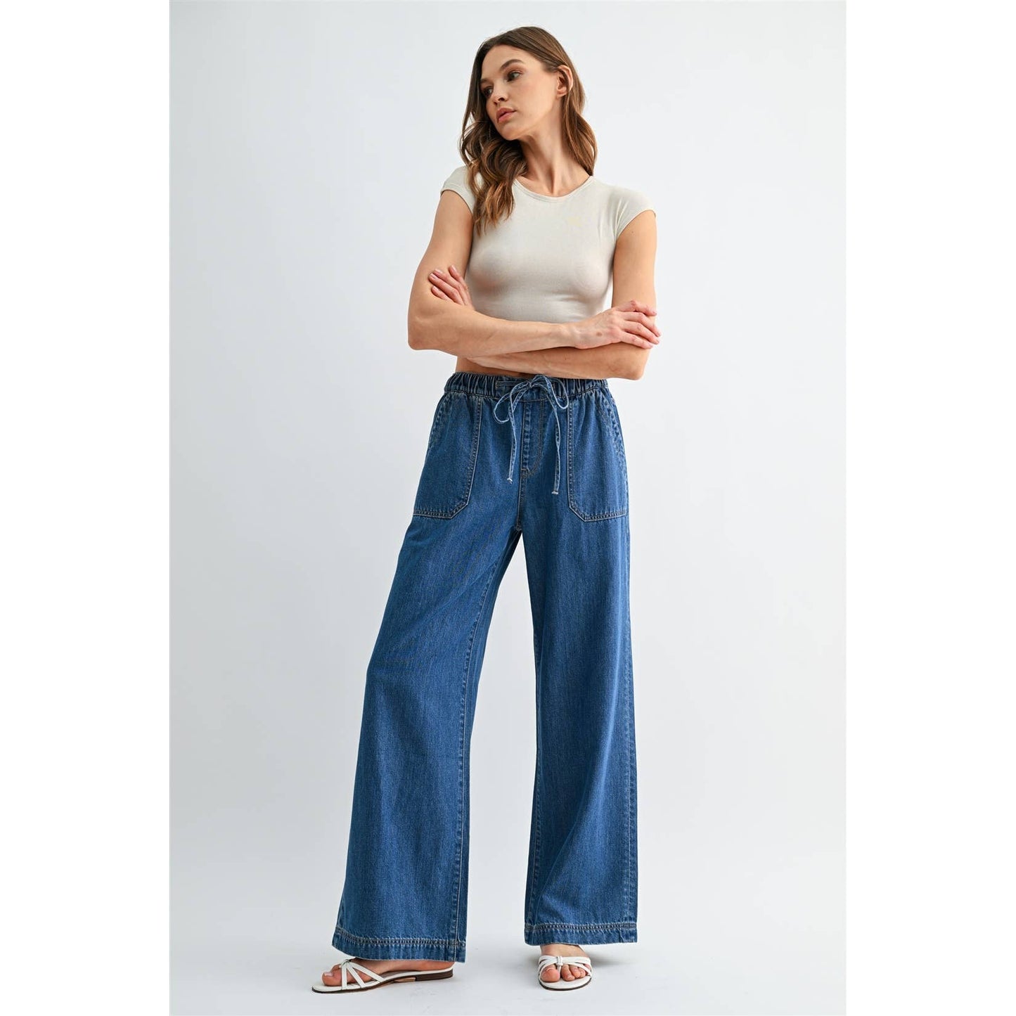 Mica High-Rise Wide, Tie Waist Pants