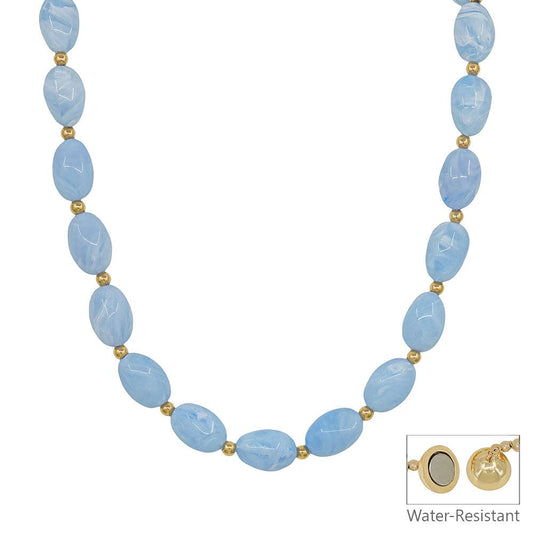 Light Blue Oval Acrylic Beaded Necklace