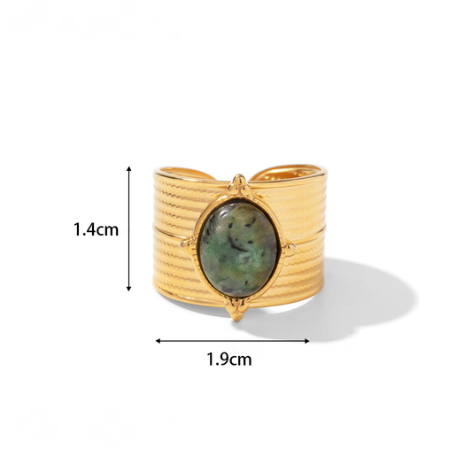 18K Gold Plated Green Oval Rings