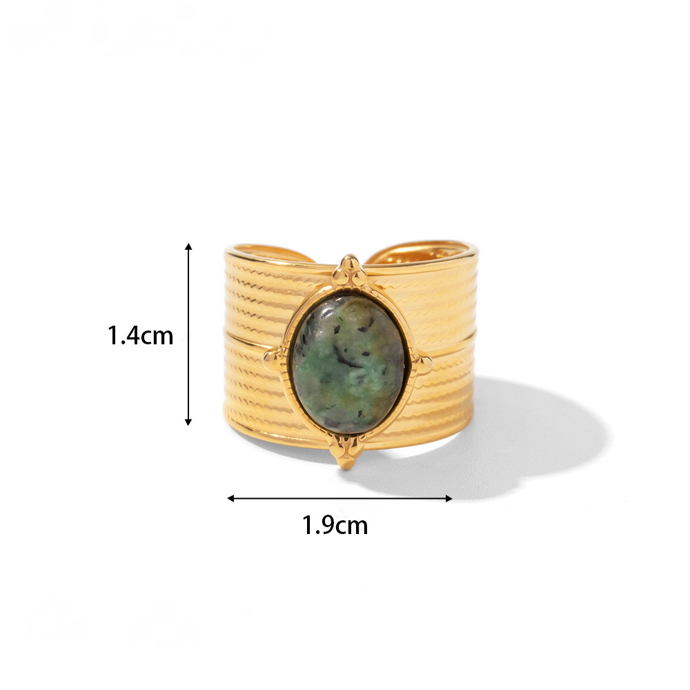 18K Gold Plated Green Oval w/ braided Rings