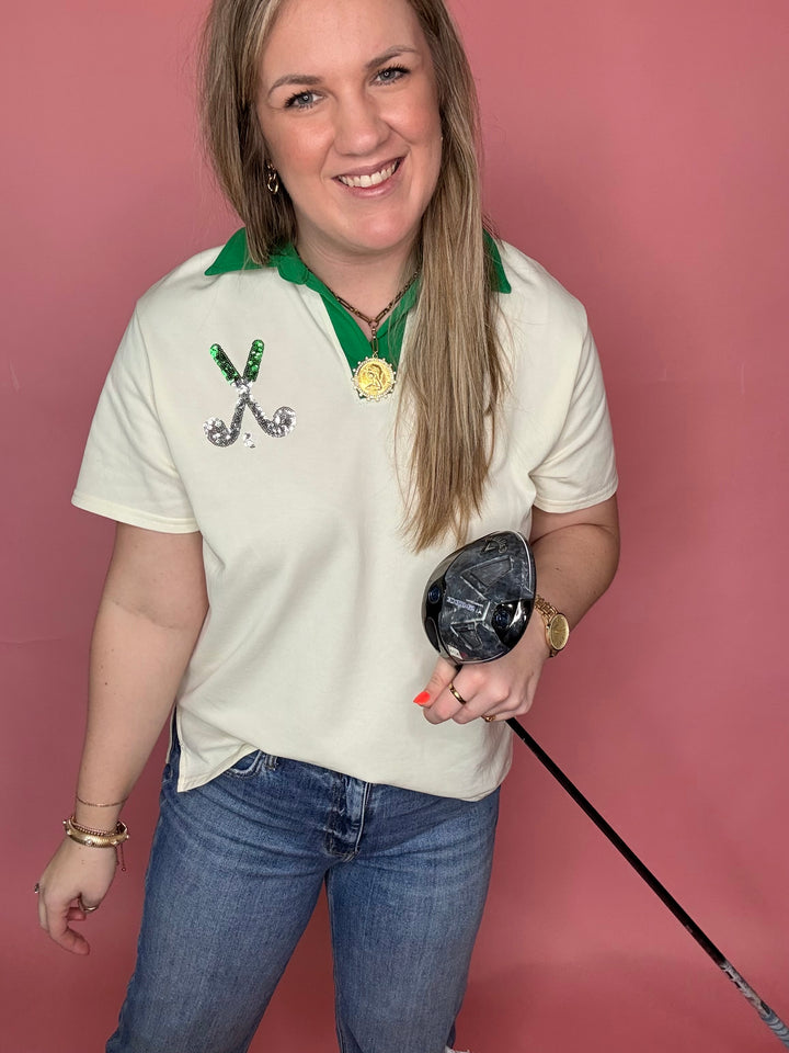 Golf Club Sequin Top