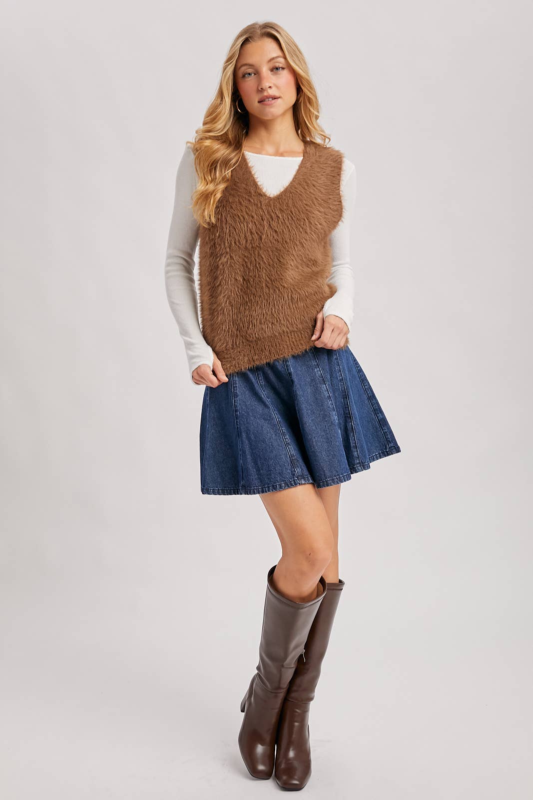 A-Line Flare Denim Skirt