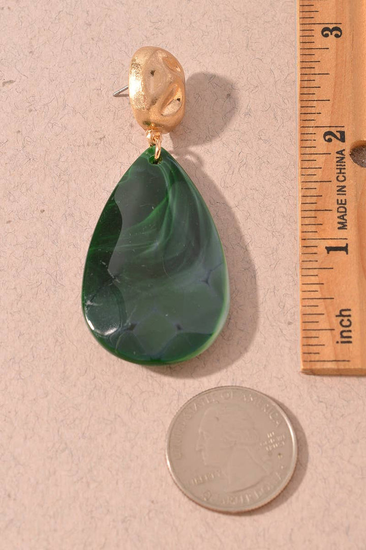 Emerald Marbled Teardrop Earrings