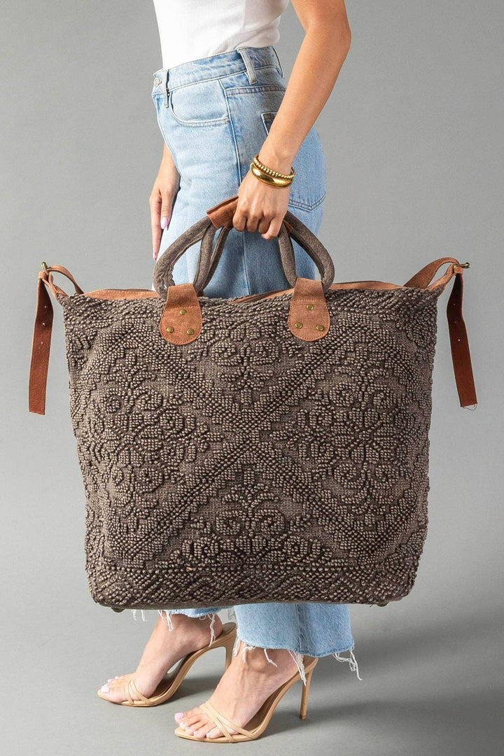 Brown Vintage Inspired Textured Tote
