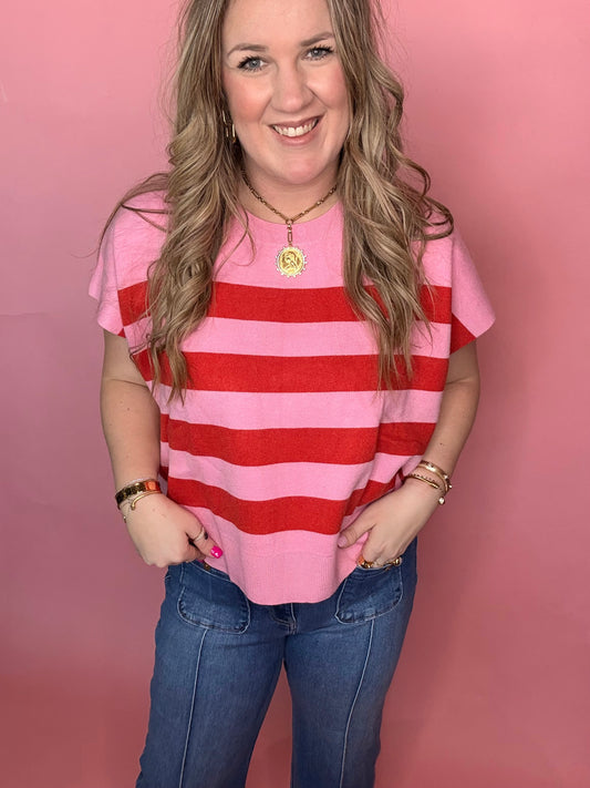 Bold Pink/Red Stripe Top