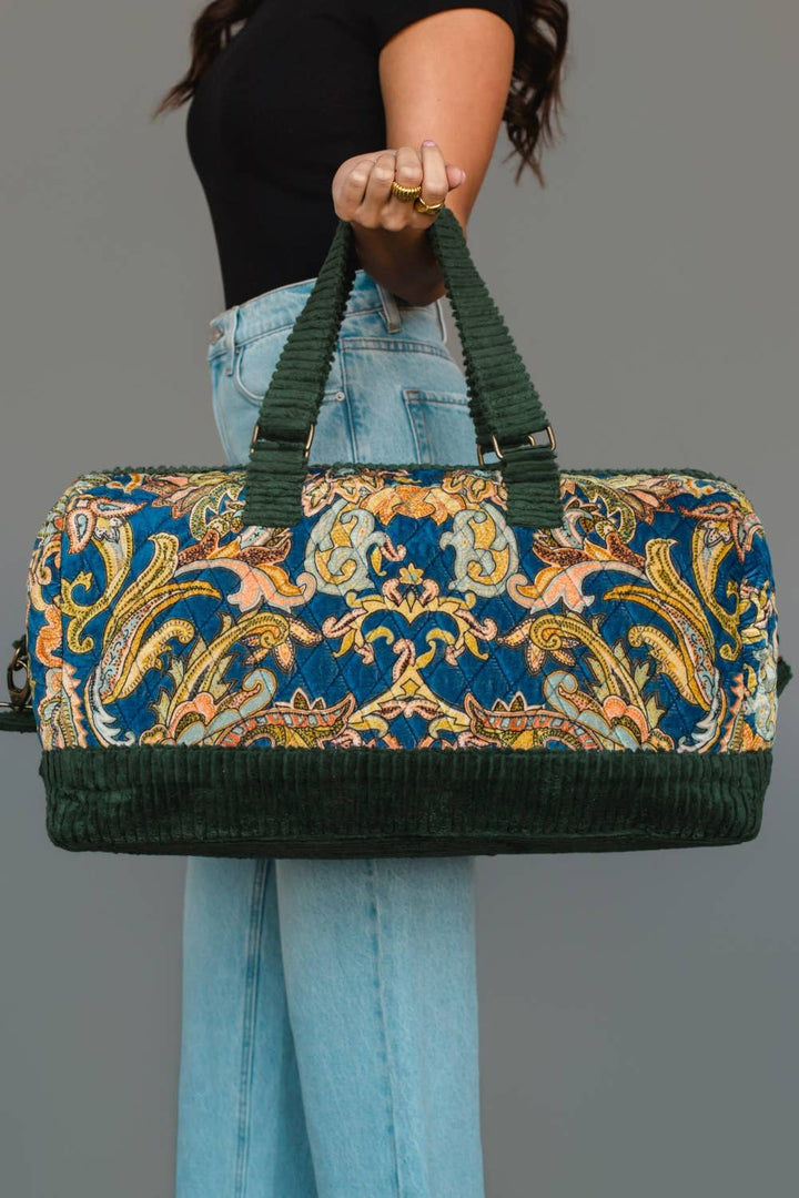 Green &amp; Multicolored Patterned Duffel
