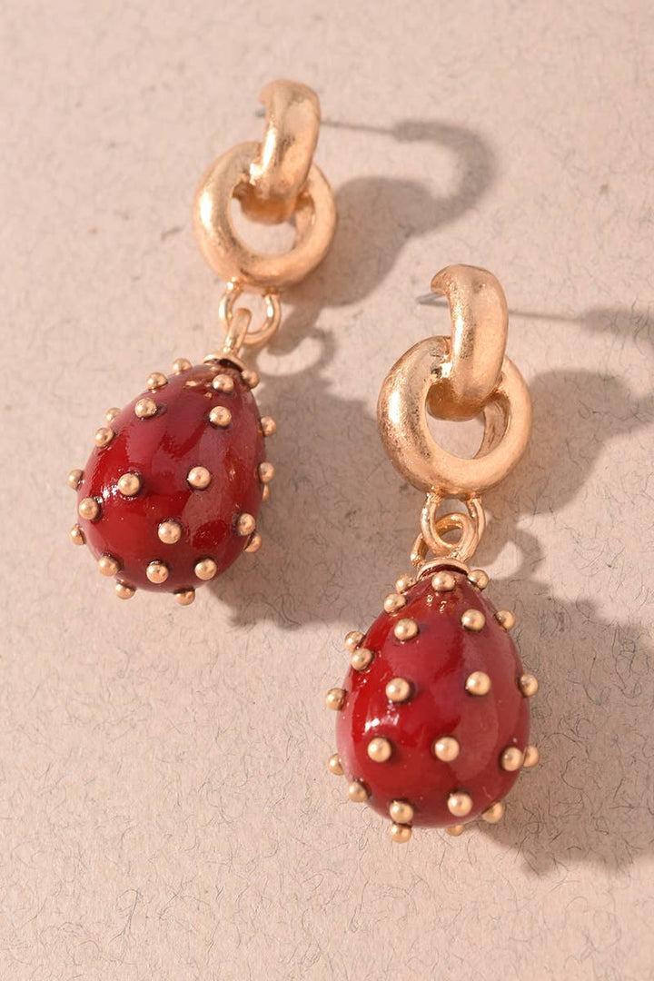 Red Dotted Chained Earrings
