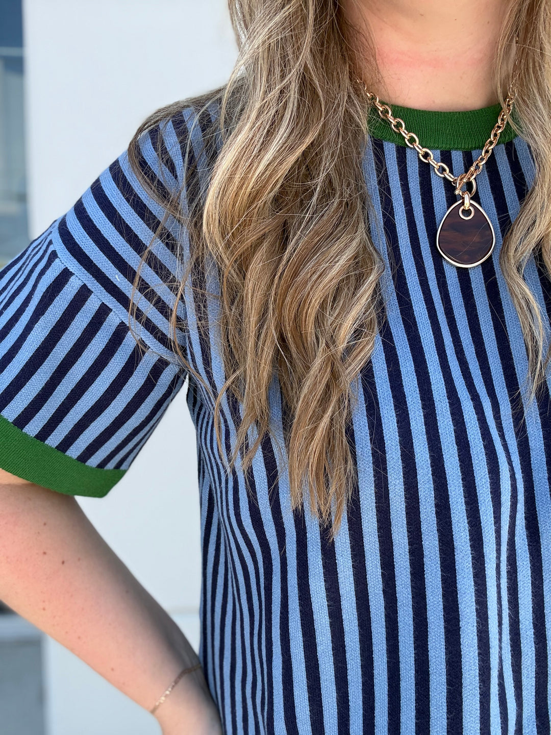 Blue Stripe w/Green Accent Top