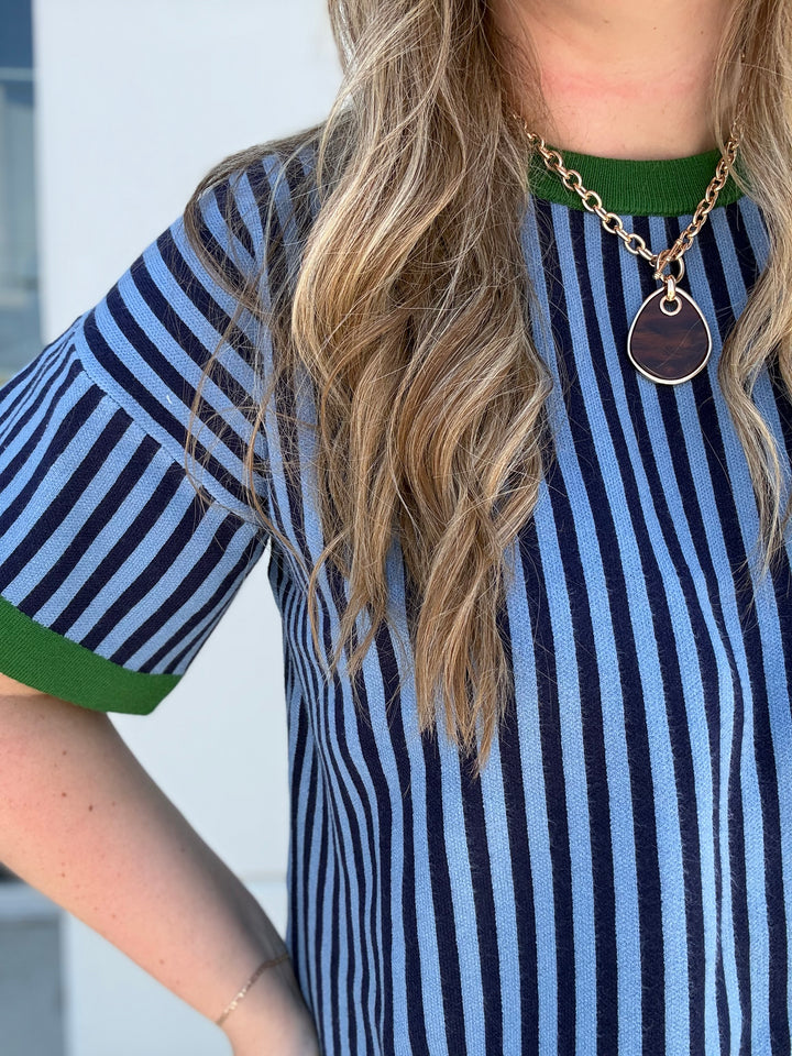 Blue Stripe w/Green Accent Top