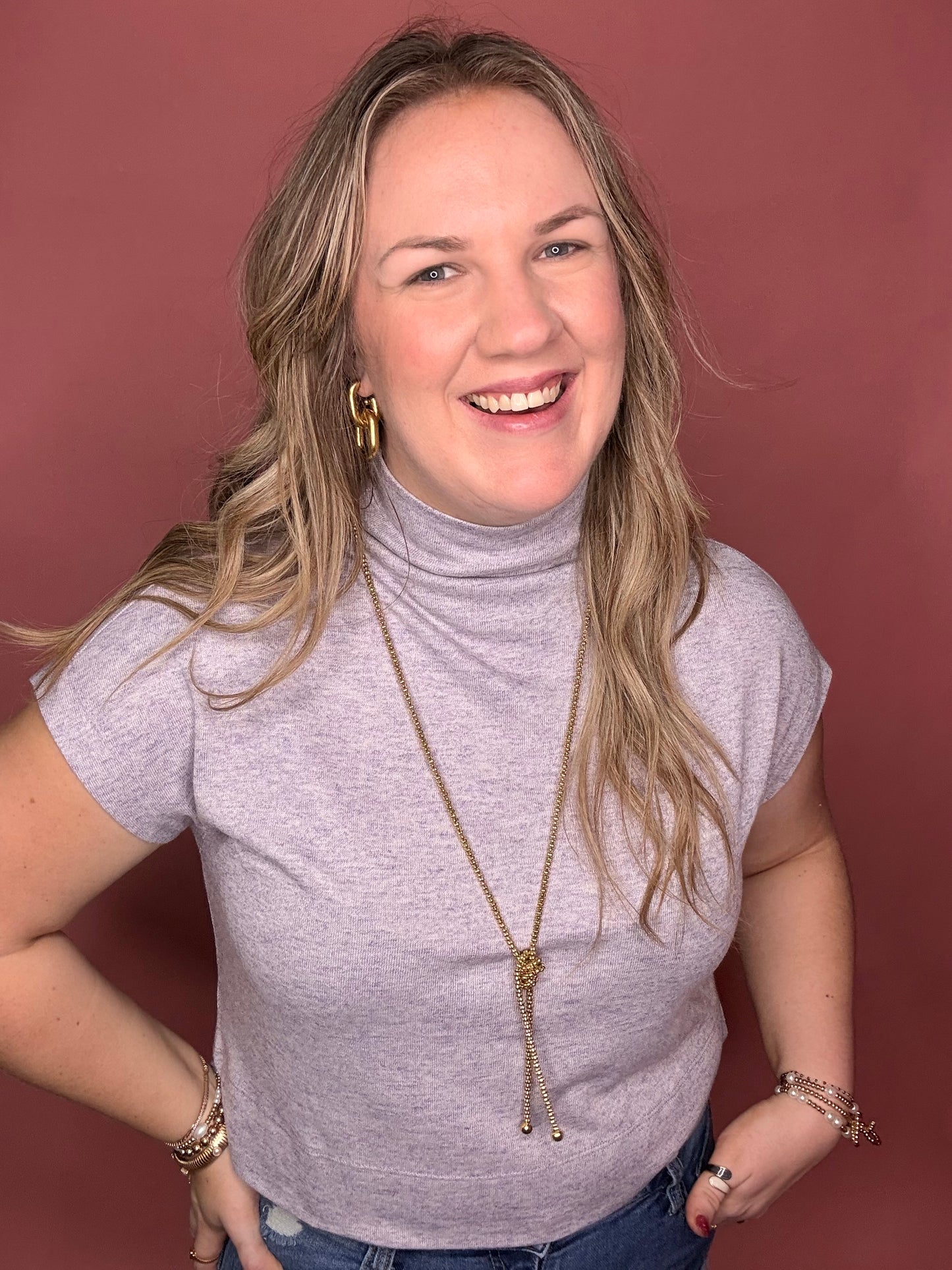 Lavender Mock Neck Top