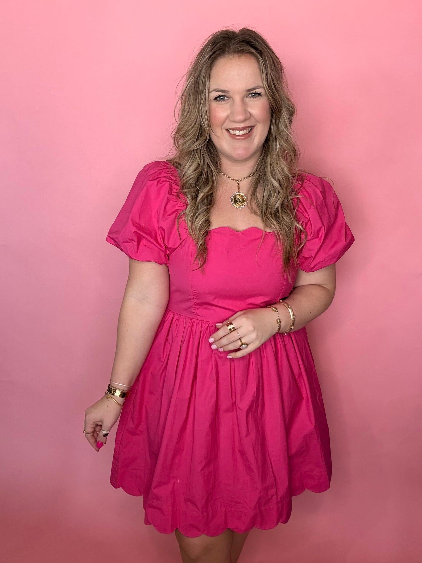 Barbie Pink Scallop Hem Dress