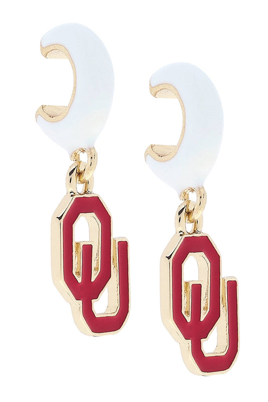Oklahoma Sooners Logo Huggie Hoop Earrings