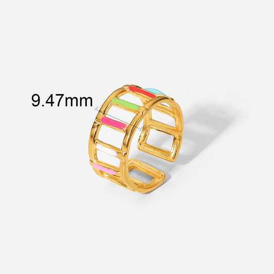 18K Gold Plated Colorful Bars Ring