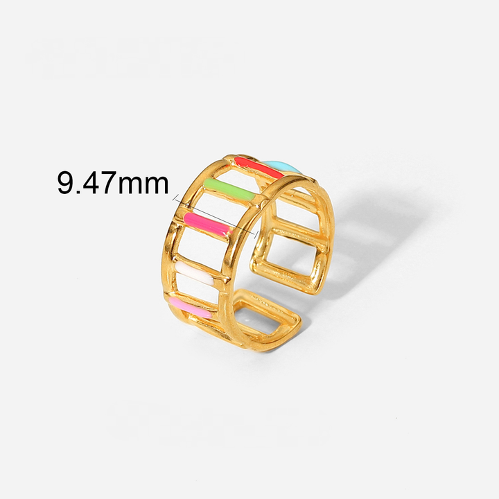 18K Gold Plated Colored V Ring