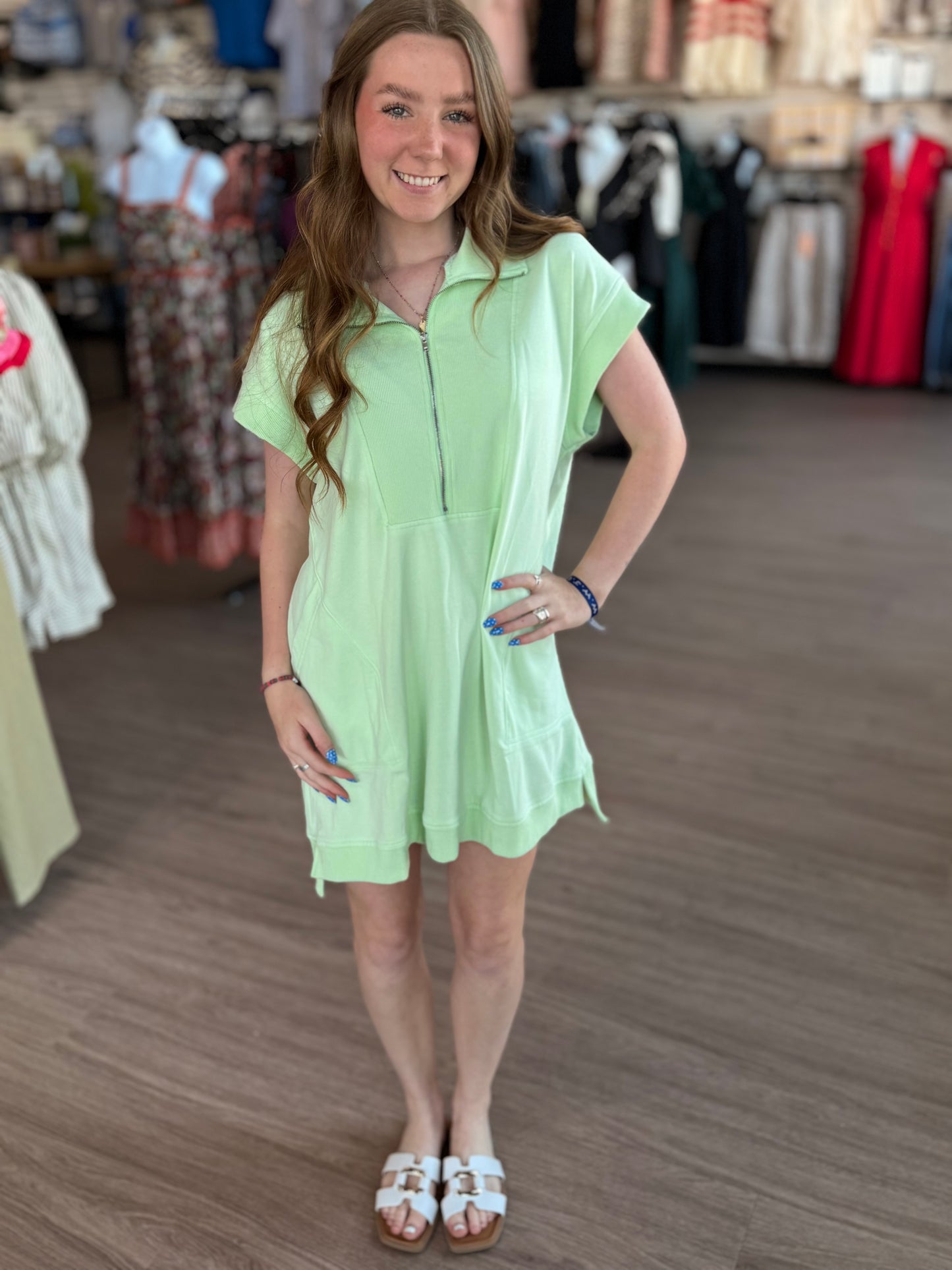 French Terry Green Dress