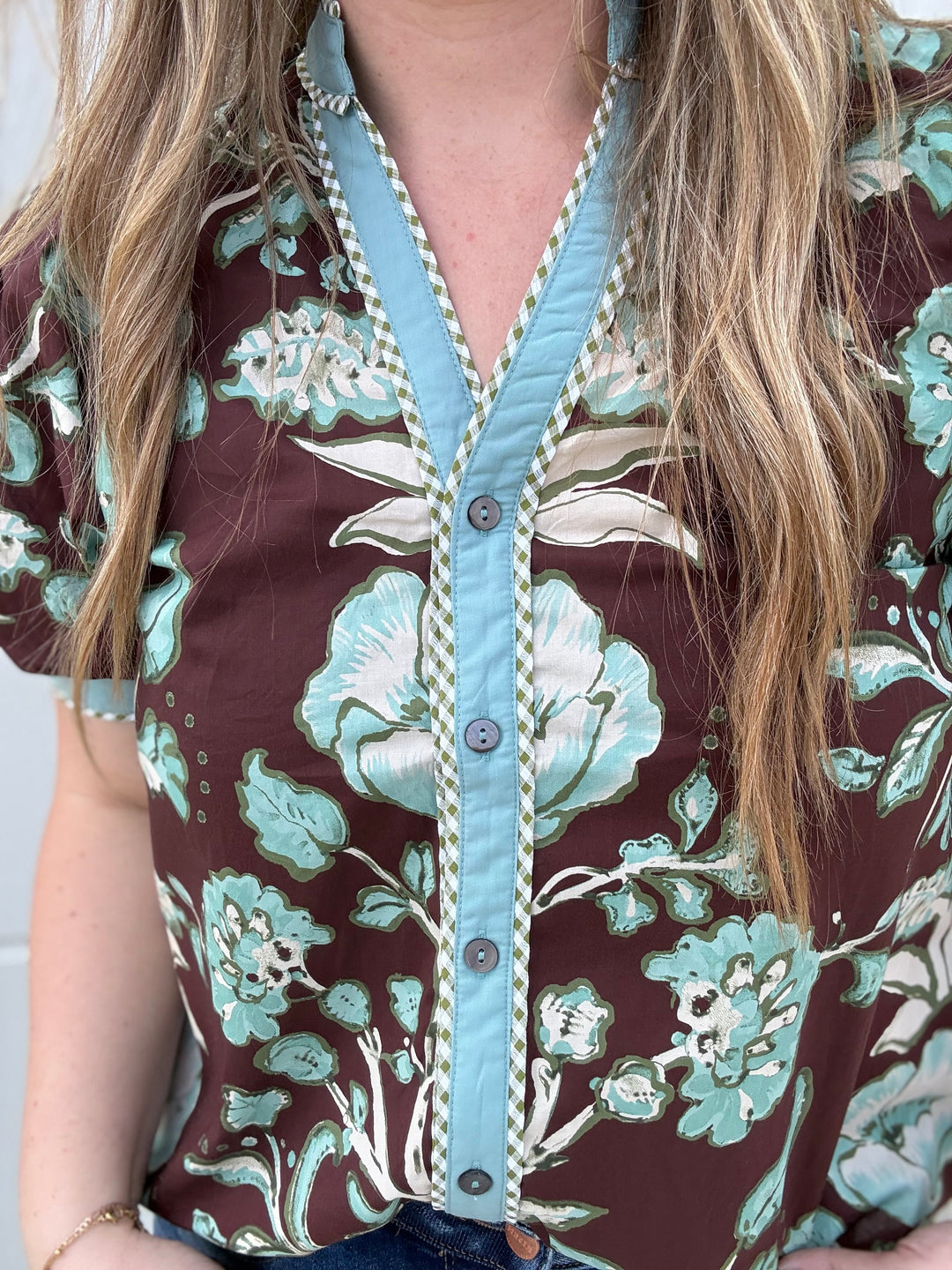 Chocolate Mint Floral Top