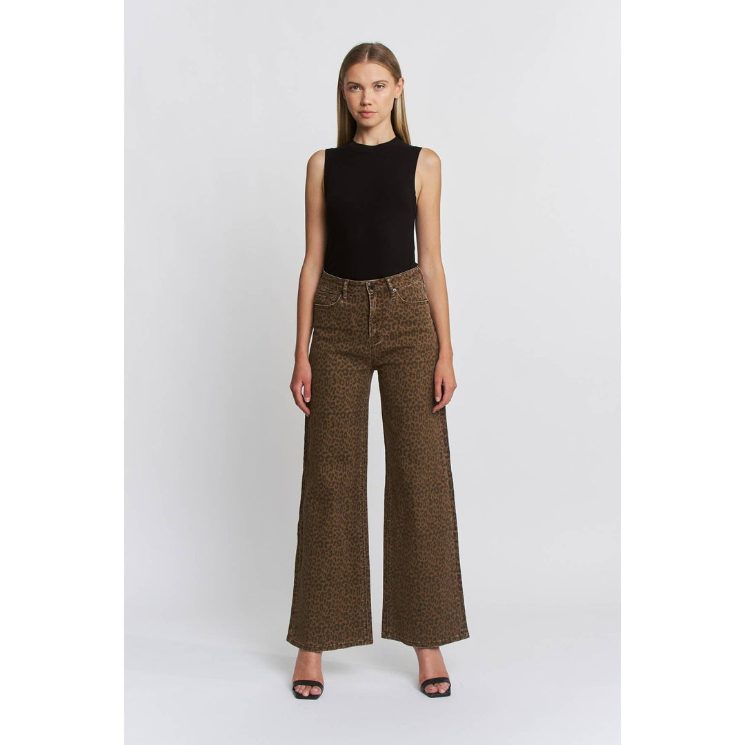 Leopard HW Wide Leg Mica Jeans