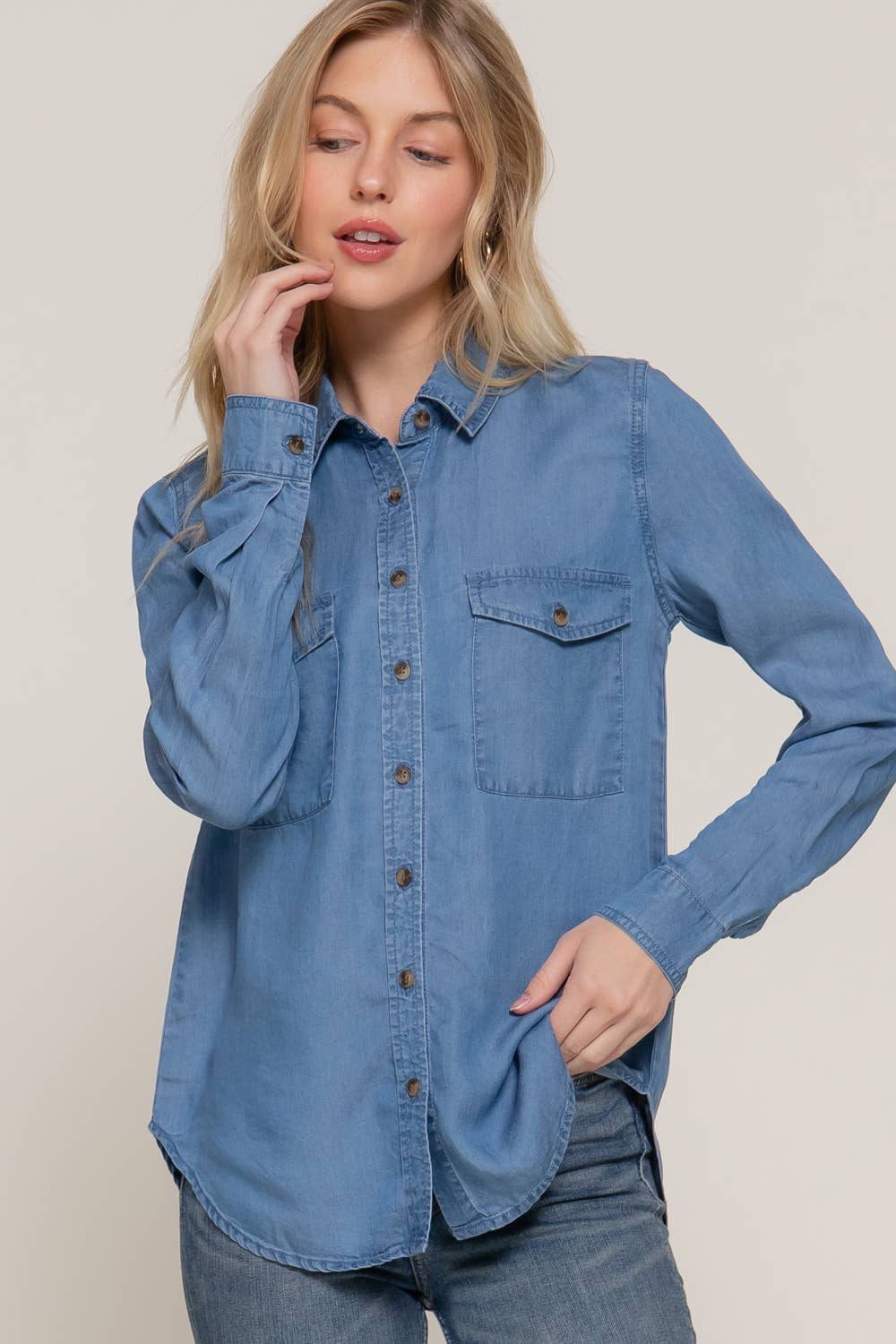 Denim Button Up Blouse