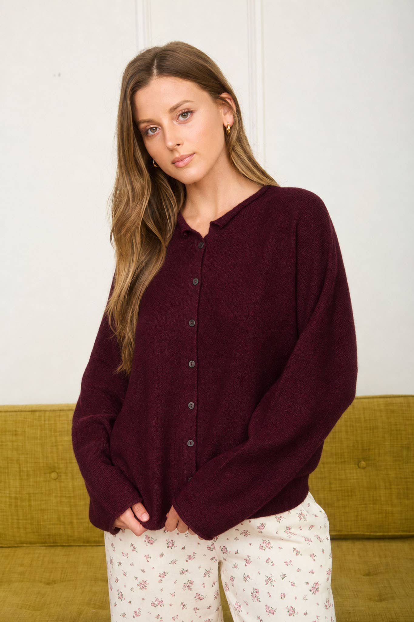 Burgundy Lightweight Knit Cardigan