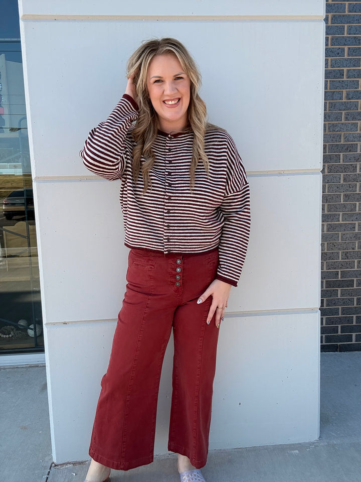 The Merlot Striped Cardigan
