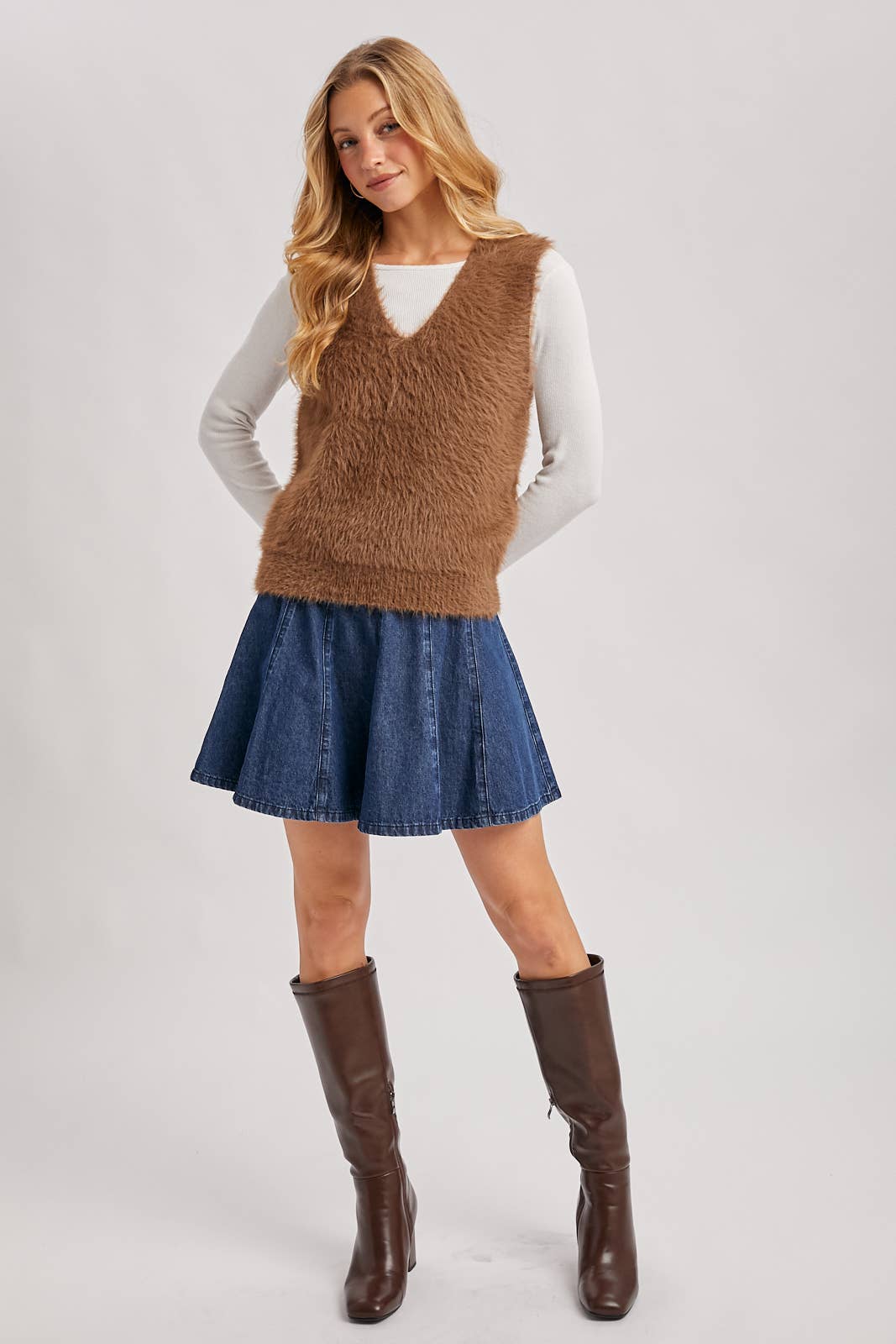 A-Line Flare Denim Skirt