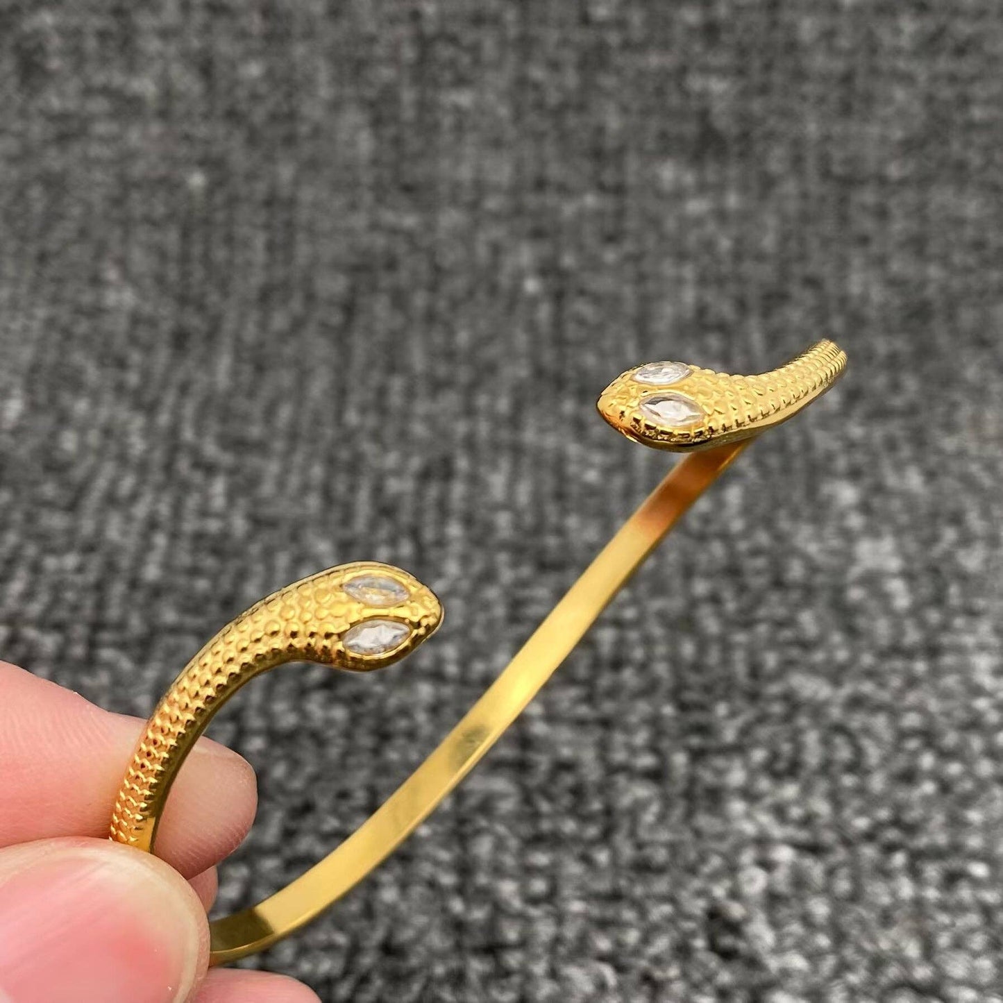 Double-headed Snake 18K Golden SS Adjustable Cuff - FGS