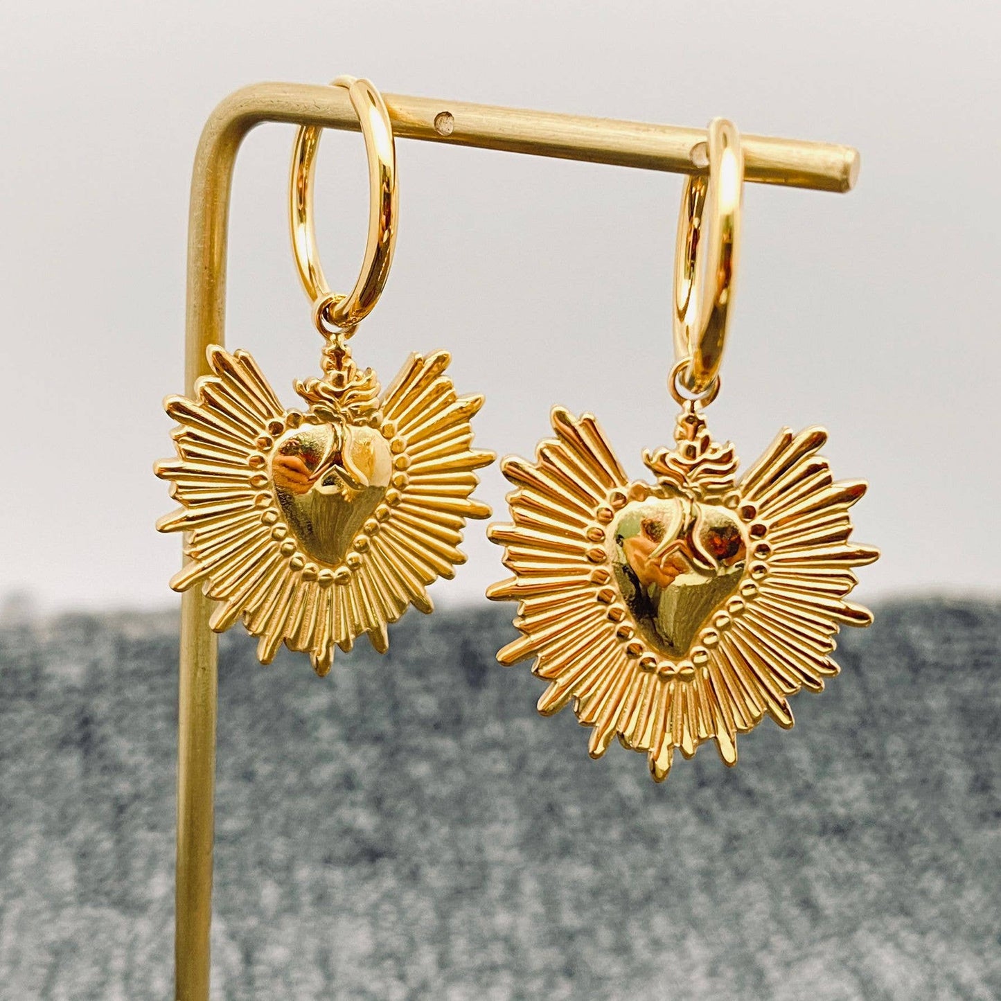 Shine Heart 18K Gilded Stainless Steel Earrings