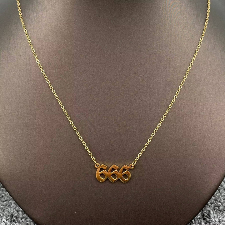Lucky Numbers 18K Gold Plated Stainless Steel Necklace: 999
