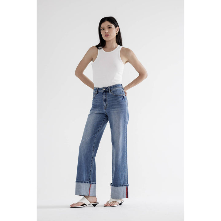 Hight Rise Wise Leg w/Cuff Mica Jean