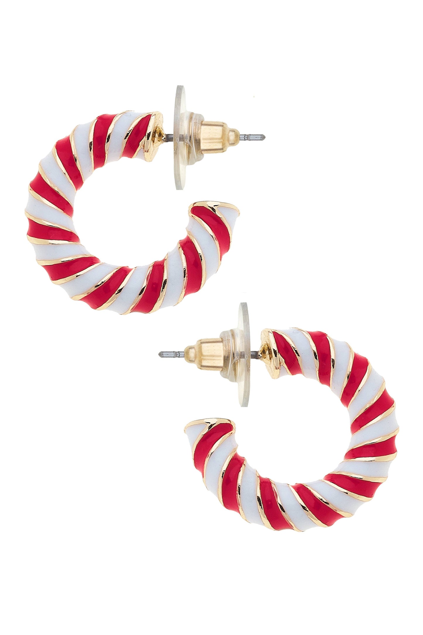 Twisted Candy Cane Hoop Earrings