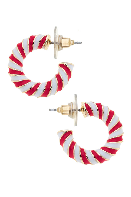 Twisted Candy Cane Hoop Earrings