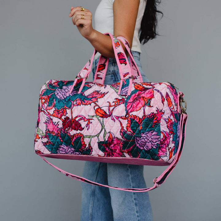 Lt. Pink &amp; Multicolored Floral Duffel