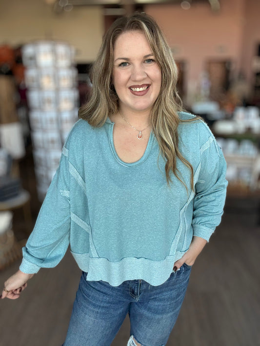 Dusty Teal Pullover Hoodie