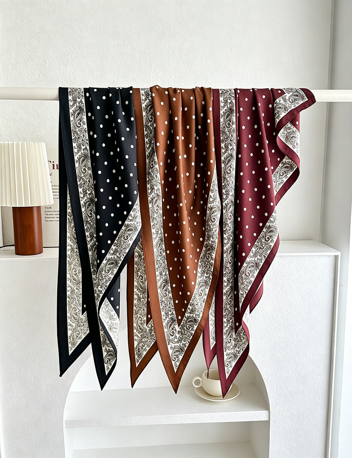 Maroon Dotted Waist Belt Silk Scarf