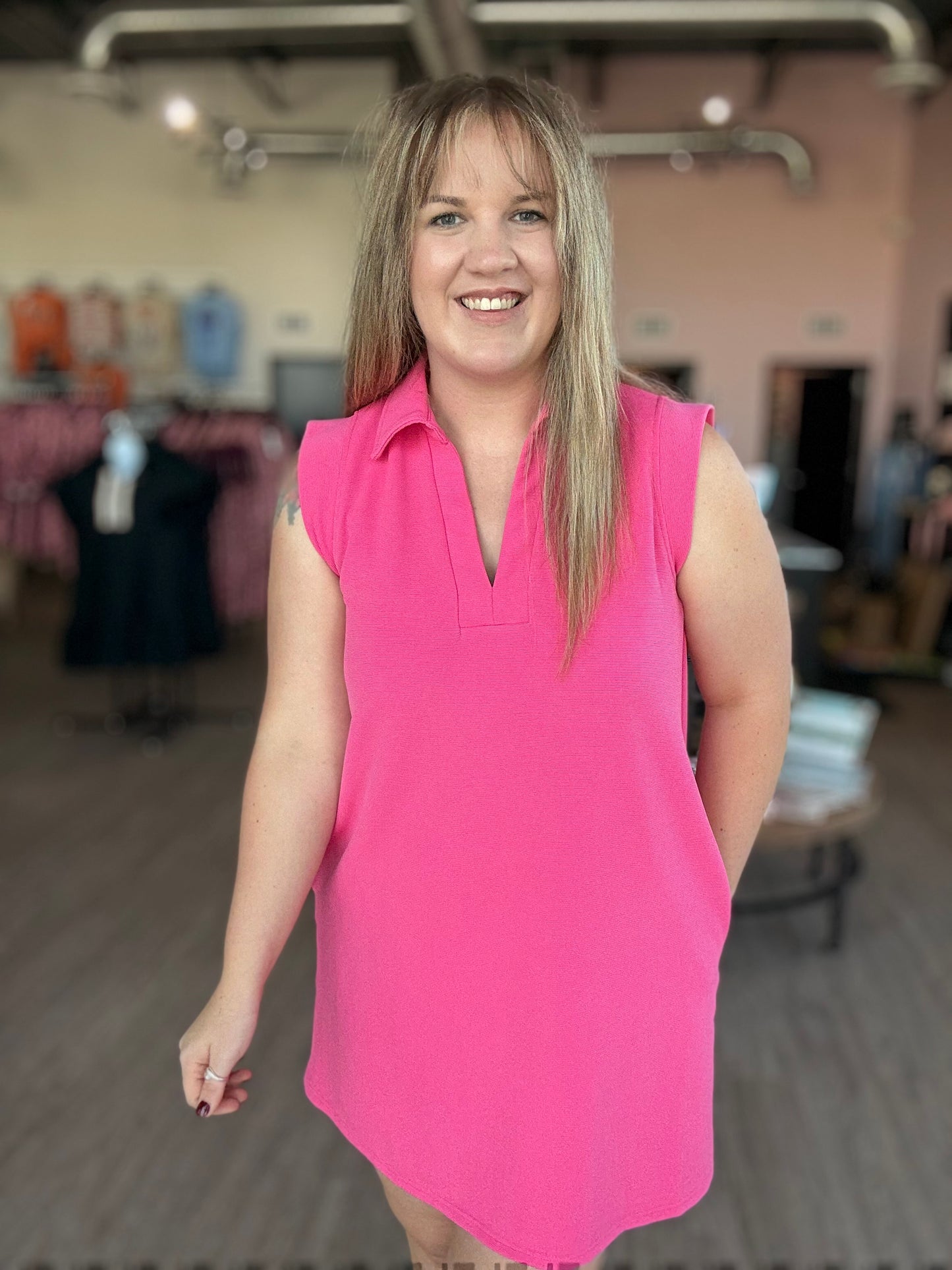 Pink Mini Dress w/Pockets