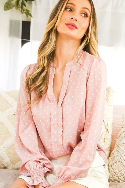 Blush Polka Dot Blouse